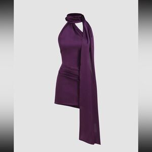 Satin High Neck Backless Dress/ Cider/ XS/ NWT